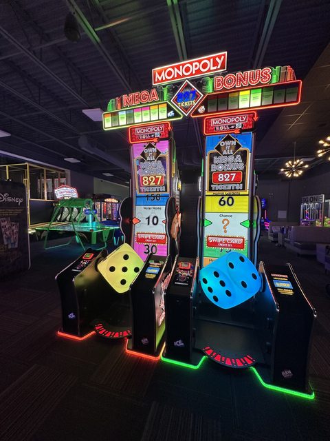 Monopoly Roll on the GameTime game floor